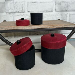 Nesting Boxes Set Of 3, Velvet, Black & Burgundy Gift Box Jewelry Storage
